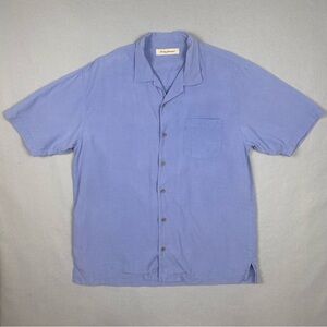 Tommy Bahama Men's Blue Short Sleeve 100% Silk Shirt Size Large